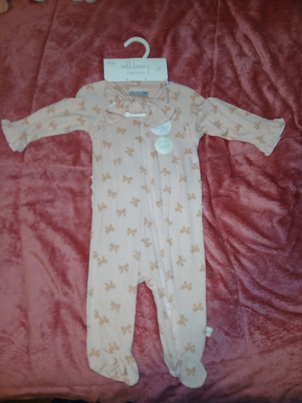 Milkberry NwT 2 Piece Peach Footed One-Piece for Baby Girls